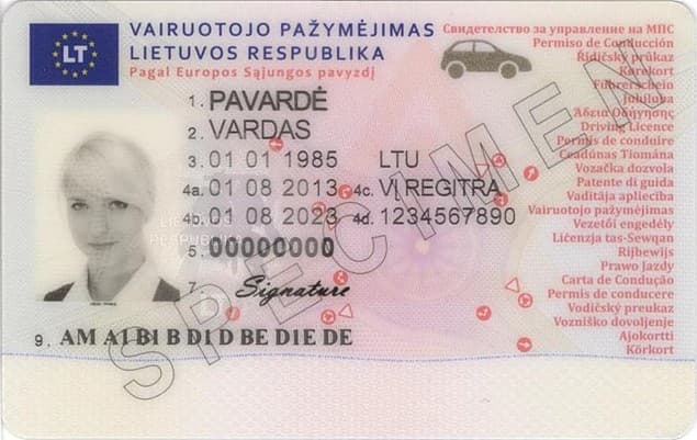 Lietuviškas vairuotojo pažymėjimas